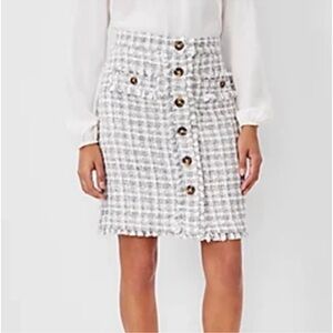 Ann Taylor Tweed Button Down Front Pockets Fully Lined Women's Skirt 2P NWT